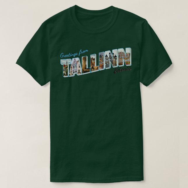 Camiseta Saludos desde Tallin en Estonia Estilo Vintage (Diseño del anverso)
