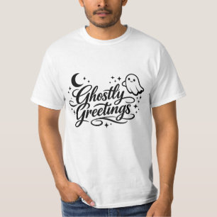 Camiseta Saludos Fantasmales Arte de Halloween Chic y Espel