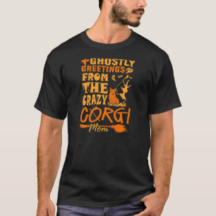 Camiseta Saludos Fantasmales de Halloween de Corgi Loco par