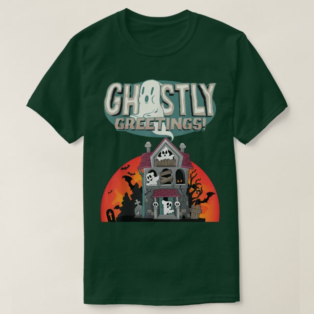 Camiseta Saludos generosos casa embrujada (Diseño del anverso)