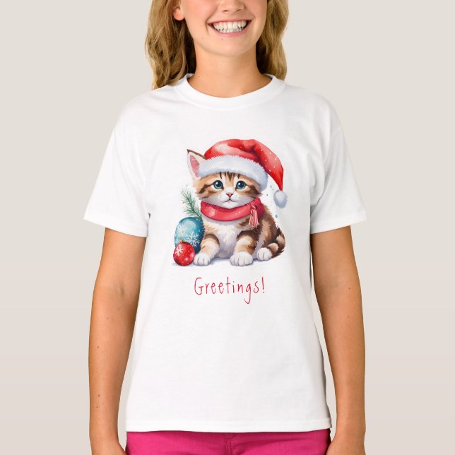 Camiseta Saludos navideños Navidades gatitos (Anverso)