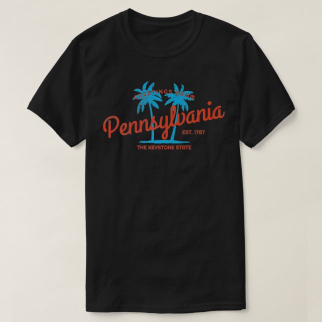 Camiseta Saludos retro de Pennsylvania Tropical Premium (Diseño del anverso)