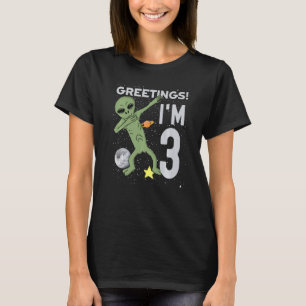 Camiseta Saludos Soy 3 Tema de Alien Espacial 3er cumpleaño