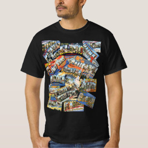 Camiseta Saludos Vintage De... Collage de postales