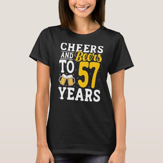 Camiseta Saludos y cervezas a 57 años Beer Beer 57 años (Anverso)