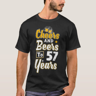 Camiseta Saludos Y Cervezas A 57 Años, Feliz 57 Aniversario