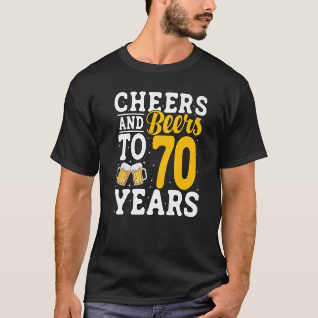 Camiseta Saludos y cervezas a 70 años Beer Beer 70 años (Anverso)