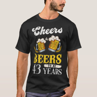 Camiseta Saludos Y Cervezas Vintage A Mis 43 Años Cumpleaño