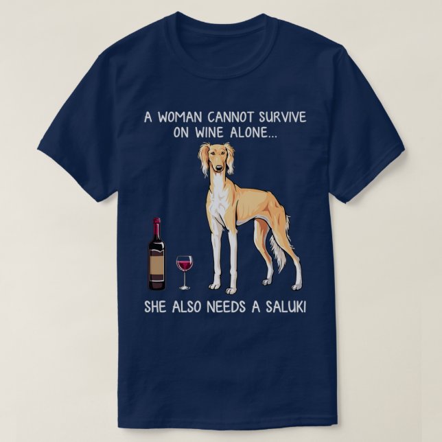 Camiseta Saluki and wine Funny dog  (Diseño del anverso)
