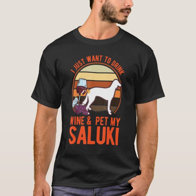 Camiseta Saluki And Wine Persian Greyhound Saluki (Anverso)