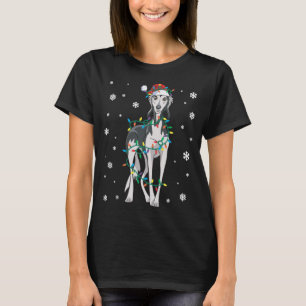 Camiseta Saluki Envuelto En Navidades Luces Perro