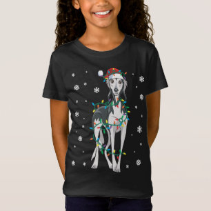 Camiseta Saluki Envuelto En Navidades Luces Perro