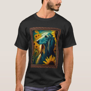 Camiseta Saluki Pintura Flor de girasol Mamá Flor Floral