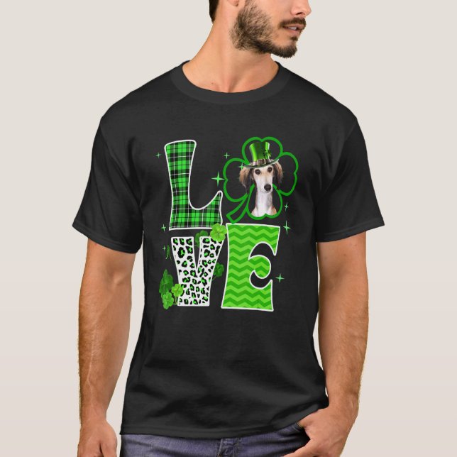 Camiseta Saluki Shamrock Lucky C Irish St Patricks Day (Anverso)