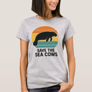 Camiseta Salva a las vacas marinas Retro vintage silueta de