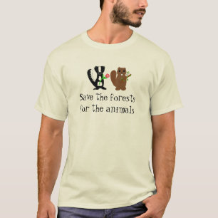 Camiseta Salva el Bosque - Diseño de Zorrillo y Castor