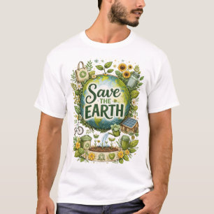 Camiseta Salva la Tierra – Ilustración de la Naturaleza Eco
