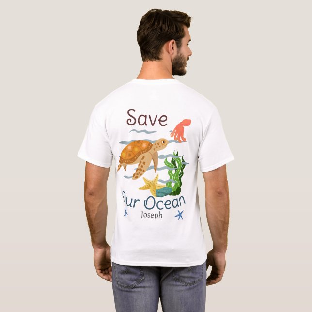 Camiseta salva nuestro océano, el día de la tierra, ama la  (Reverso completo)