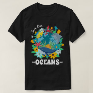Camiseta Salva nuestros océanos Flor Ballena Diseño Colorid