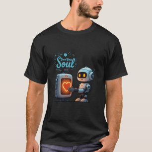Camiseta Salva tu alma linda robot sosteniendo el corazón -