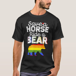 Camiseta Salva Un Caballo Monta Un Oso Oso Gay Lgbt Hombre