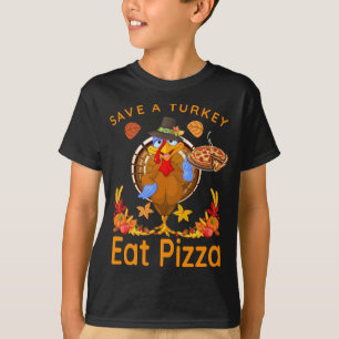Camiseta Salva un divertido peregrino turco come pizza adul