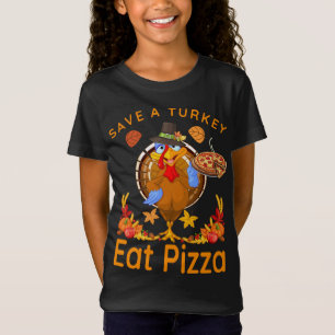 Camiseta Salva un divertido peregrino turco come pizza adul