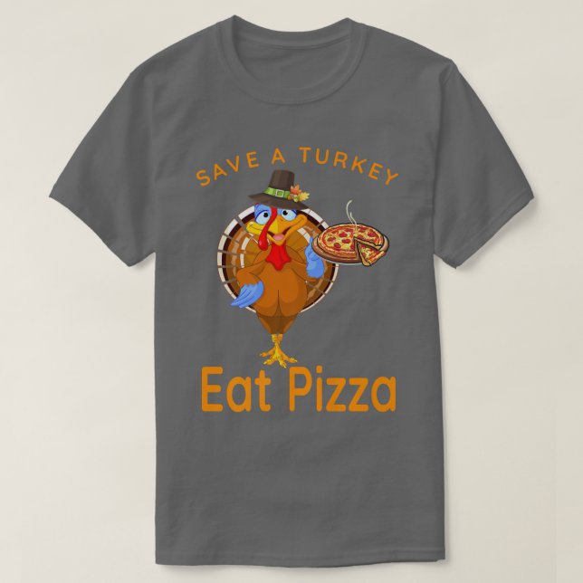 Camiseta Salva un divertido peregrino turco Comer pizza Veg (Diseño del anverso)
