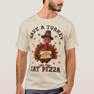 Camiseta Salva un pavo, come pizza – Pizza divertida de Acc