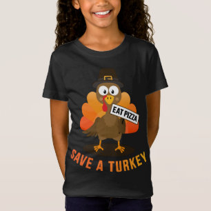Camiseta Salva un pavo come una pizza para vegetarianos que