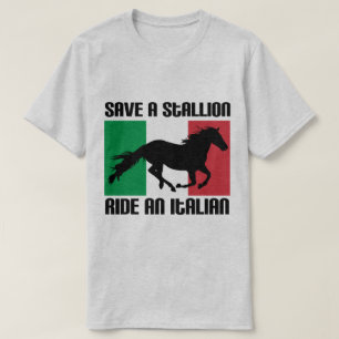 Camiseta Salva un semental Monta una bandera italiana Diver