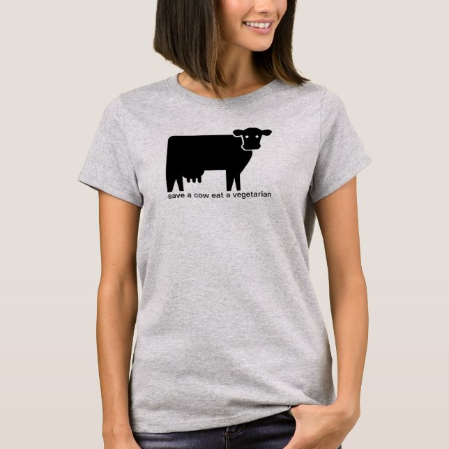Camiseta salva una vaca, come un vegetariano (Anverso)