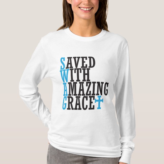 Camiseta Salvado Con La Sorprendente Grace SWAG Cross Hoodi (Anverso)