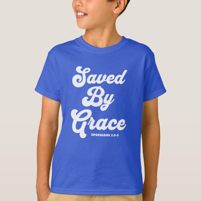 Camiseta Salvado Por Grace Ephesian 2:8-9 Básico Oscuro (Anverso)