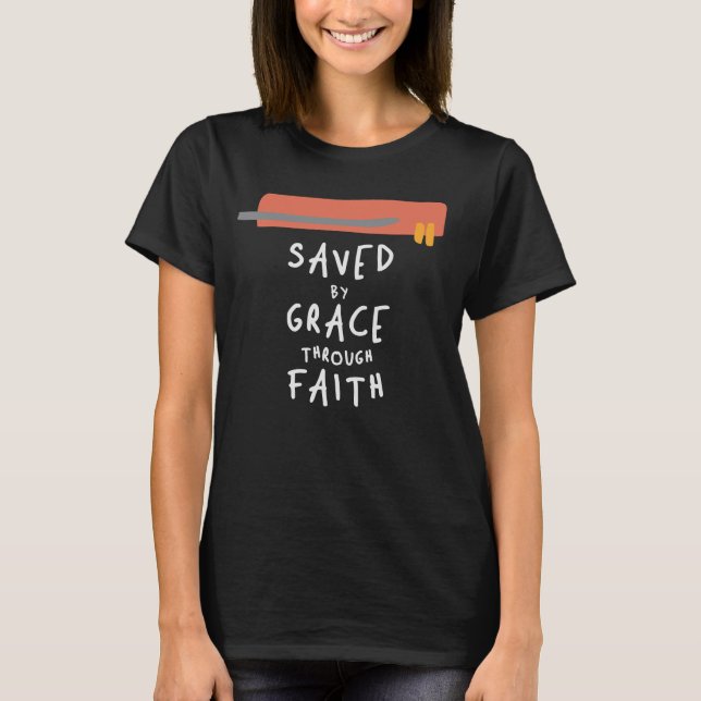 Camiseta Salvado por la gracia a través de la fe - Cita cri (Anverso)