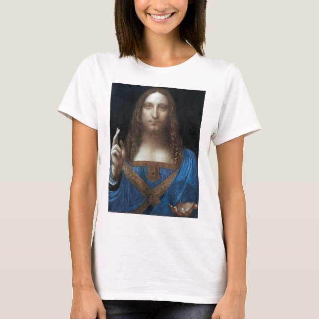 Camiseta Salvador Mundi, Jesucristo, Leonardo da Vinci (Anverso)