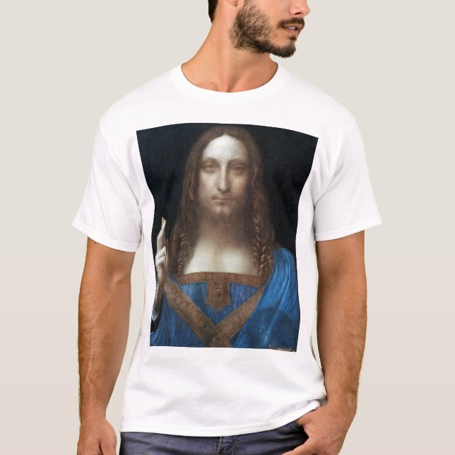 Camiseta Salvador Mundi, Jesucristo, Leonardo da Vinci (Anverso)