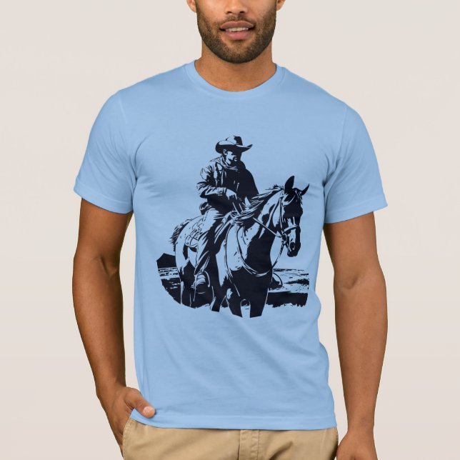 Camiseta Salvaje Caballo de Vaquero Oeste de vuelta montand (Anverso)