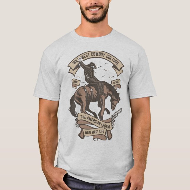 Camiseta salvaje de la cultura de Cowboy Occidenta (Anverso)