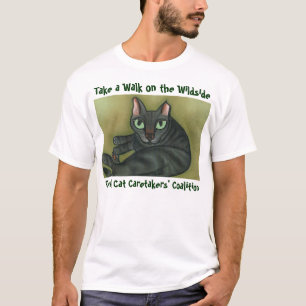 Camiseta salvaje del gato - letras verde oscuro