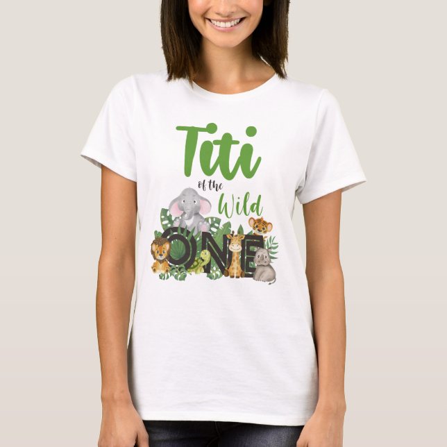 Camiseta Salvaje familia de cumpleaños de la tía Titi Jungl (Anverso)
