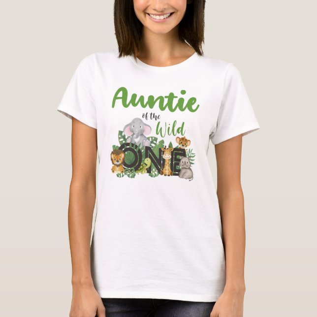 Camiseta Salvaje familia de cumpleaños de una tía Jungle Sa (Anverso)