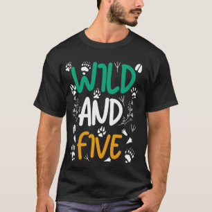 Camiseta Salvaje y cinco divertidos animales salvajes zooló