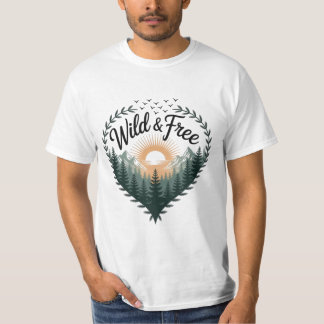 Camiseta ☀️ Salvaje y Libre – Amanecer sobre el Bosque