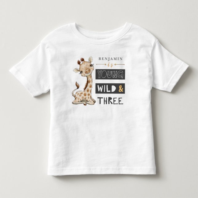 Camiseta salvaje y Safari de tres cumpleaños (Anverso)