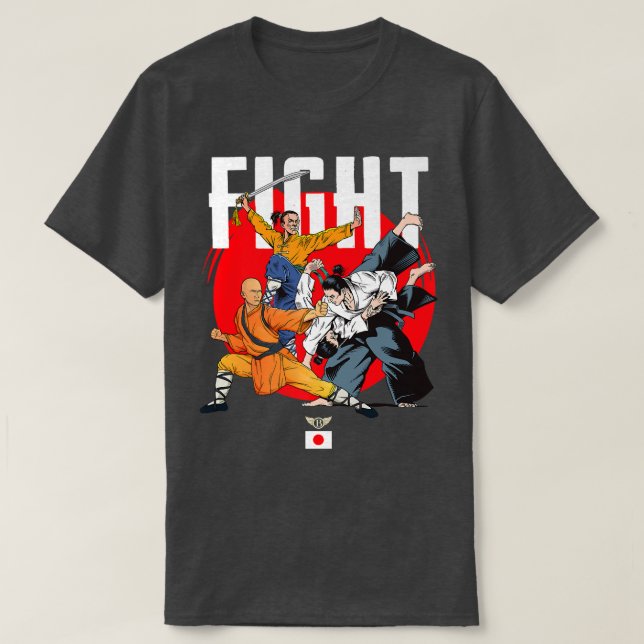 Camiseta Salvajes Samurai Kung Fu Hombres luchando contra l (Diseño del anverso)