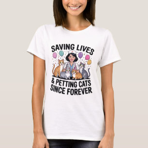 Camiseta Salvando Vidas y Acariciando Gatos – Enfermera Gat