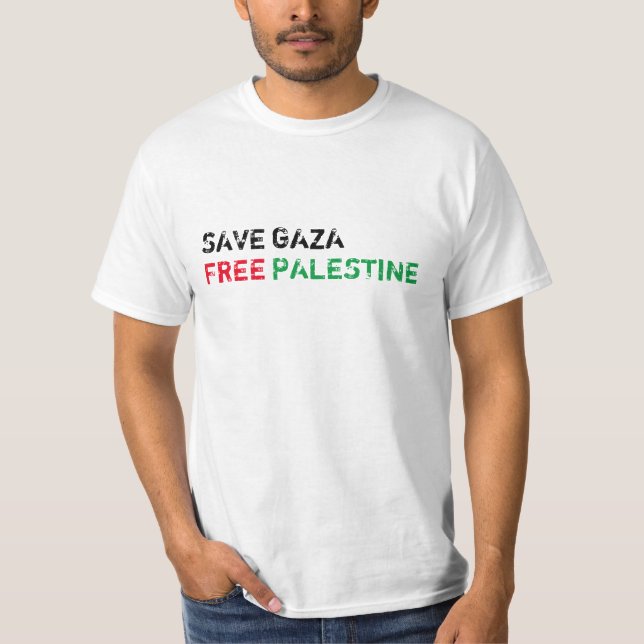 Camiseta Salvar a Gaza Liberar Palestina negro rojo verde b (Anverso)