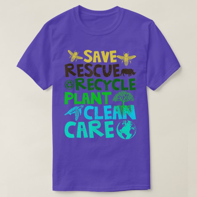 Camiseta Salvar a las abejas Rescate Animales Reciclar Plas (Diseño del anverso)
