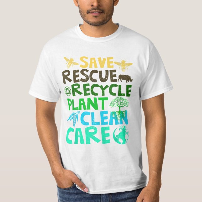 Camiseta Salvar a las abejas Rescate Animales Reciclar Plas (Anverso)